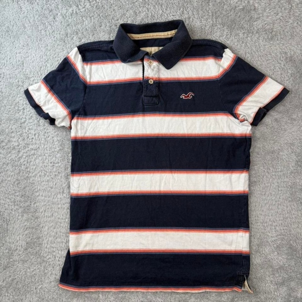 Hollister Co. navy striped polo shirt